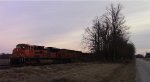BNSF coal train tied down